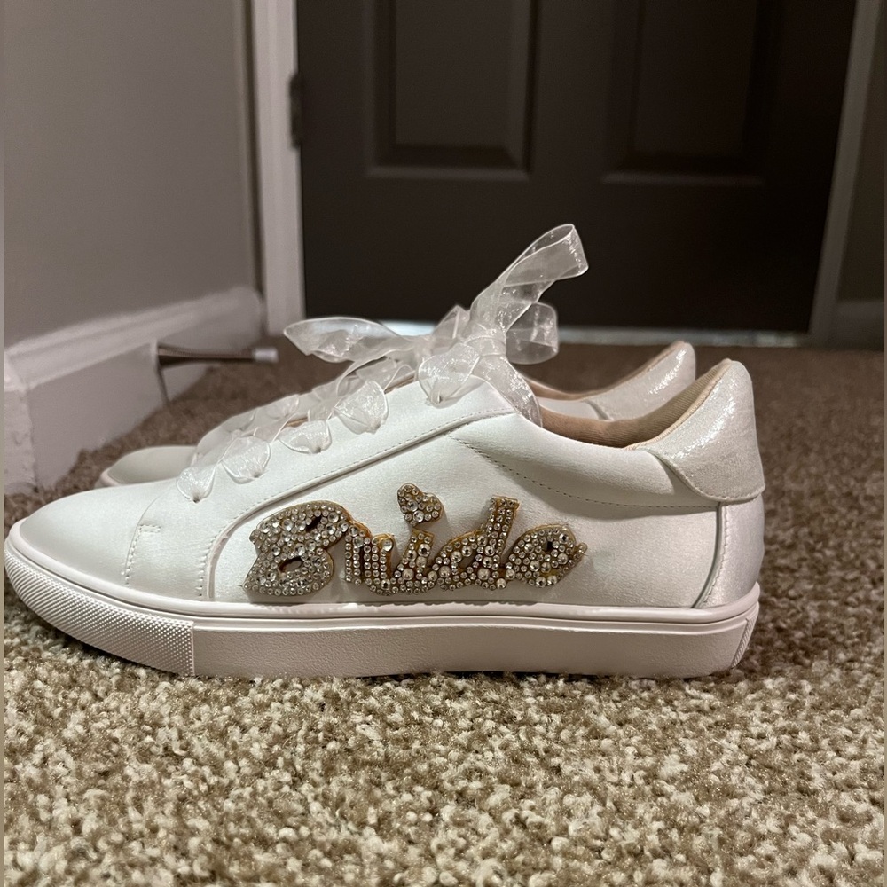 Like new- worn inside once. “Bride” sneakers Betsy Johnson paid $94